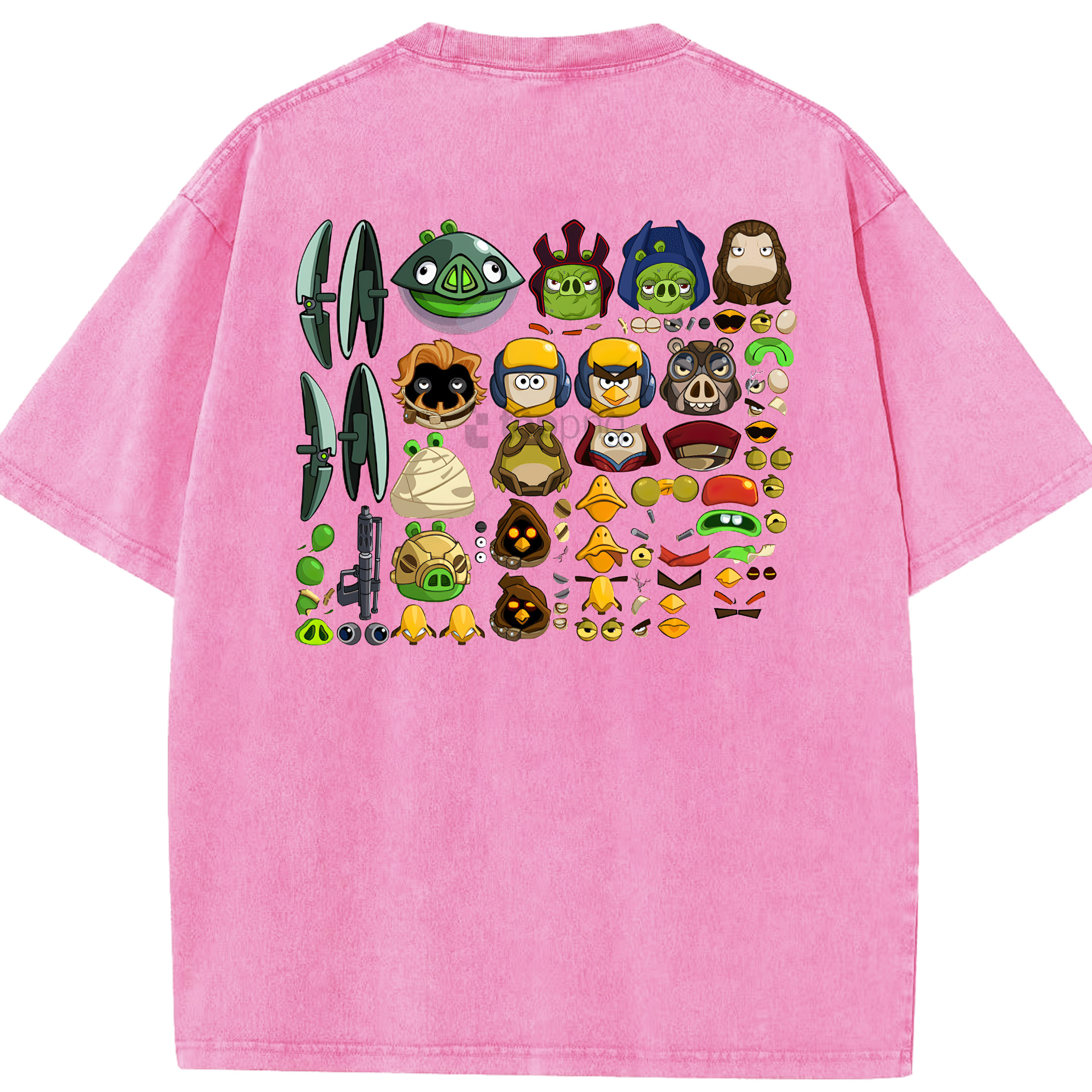 （画像用） Angry Birds アングリーバード 綿100% ヴィンテージ風 半袖Tシャツ（背面プリント）